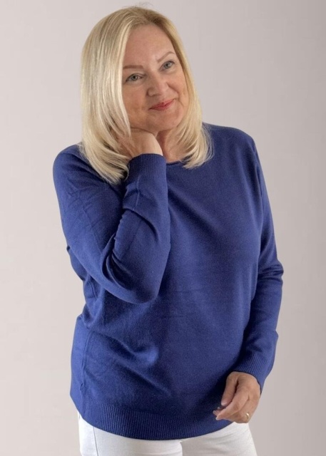 Pure and Natural Electric Blue Round Neck Jumper